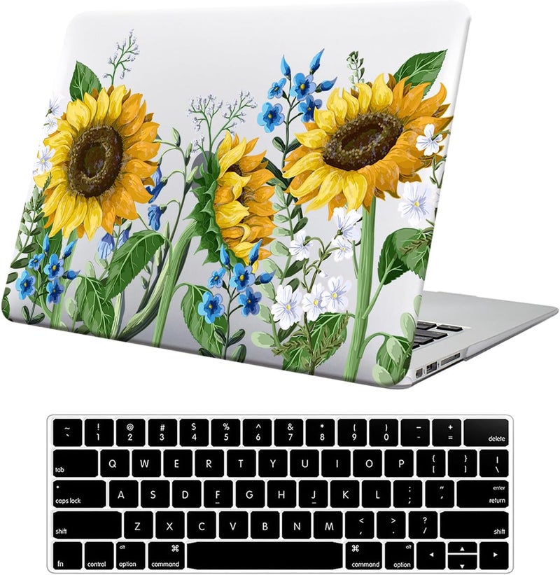 KEROM Compatible for MacBook Air 13 inch Case 2025-2022 M4 M3 M2 A3240 A3113 A2681, MacBook Air M4 13 inch Case, Protective Plastic Hard Shell & Keyboard Cover for Mac Air 13.6'', Sunflower - Image 1